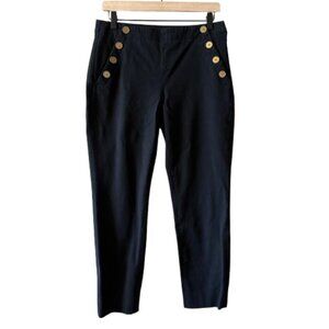 Women's 6 Banana Republic Sloan Black Sailor Pants Gold Buttons Pockets